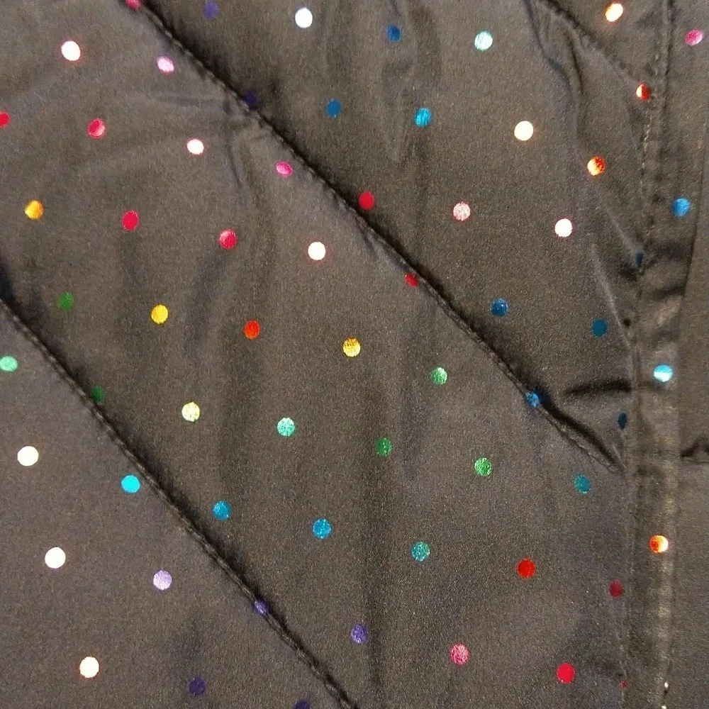 GAP navy bubble vest with rainbow polka dots size L
